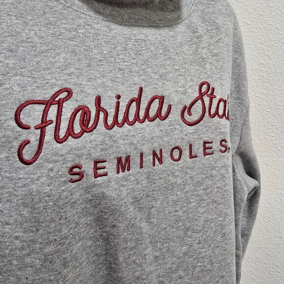 FSU Florida Seminoles Funnel Neck Embroidered Gray Sweatshirt Womens XL Fleece - Picture 2 of 9